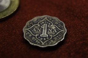 one anna, rare old coin, india