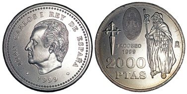 both sides of the coin in 2000 pesetas