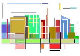 geometric skyscrapers of different colors