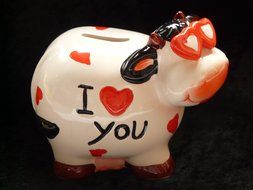 ceramic piggy bank in hearts