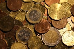 Gold euro coins in the bank