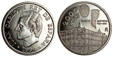 both sides of spanish coin with the image of juan carlos l