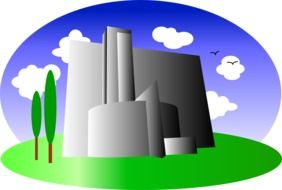 factory building in 3D graphics