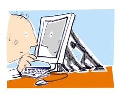 Child is usuing the computer clipart