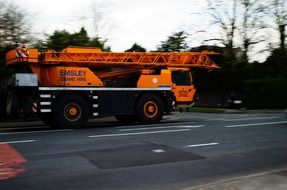 Mobile crane on the street