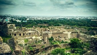 Aerial view of Historically architecture