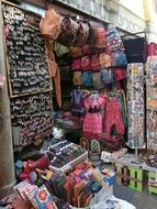 colorful goods on market, spain, granada