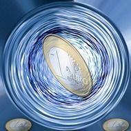 one euro coin in the blue financial world