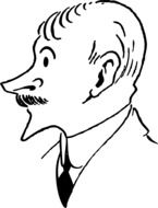 Black and white drawing of the man with a mustache clipart