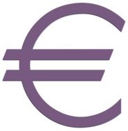 euro currency, purple sign