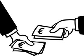 Euros in the hands clipart