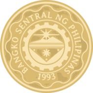 Golden peso coin in the Philippines