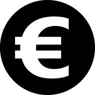 white euro currency symbol in black circle