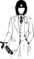 man with a gun in the helmet drawing