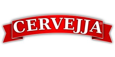 cervejja, white lettering on red band, logo design