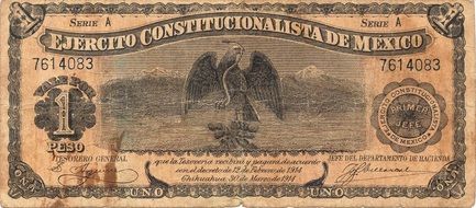 uno one peso banknote mexico money