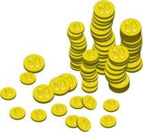 yellow coins on a white background