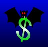 vampire bat biting dollar sign