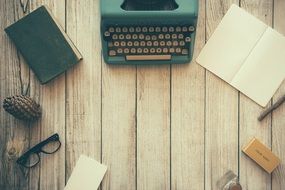 Picture of typewriter and books