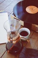 turkish coffee with a retro vinyl record