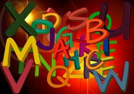 scrambled colorful alphabet letters