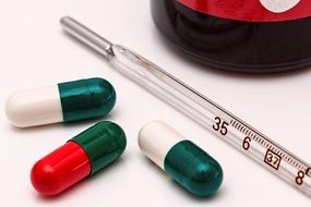 thermometer and anti-flue pills