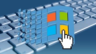 Windows logo on keyboard background