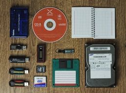 data storage digital devices flat lay