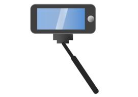 image of phone attached to a selfie stick