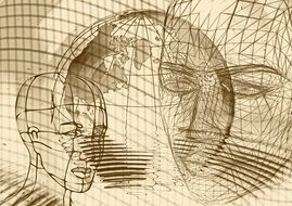 head wireframe face drawing