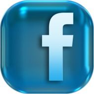 blue facebook symbol on a white background