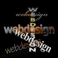 lettering web design on black background