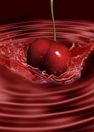 digital art cherry splashing