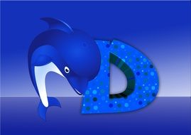 letter D and dolphin