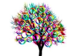 colorful tree with gears