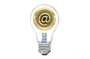 symbol of email in a light bulb as a graphic image