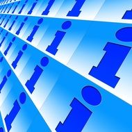 information symbols on a blue background