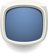 drawn retro tv with blue screen on a white background