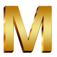 Large gold letter "M"