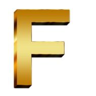 golden f letter on white background