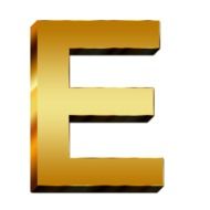 Large golden letter "E"