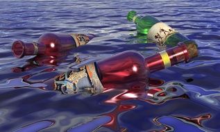 bottles empty in the sea drawing