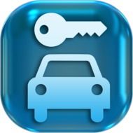 Blue icons of auto and key