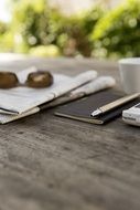 items on the table close-up on blurred background