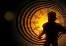 silhouette of a human on the background of community