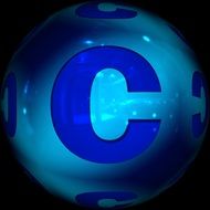 educational abc blue ball with the letter C