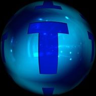 educational abc blue ball with the letter T