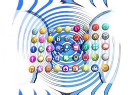 abstract background with social media icons