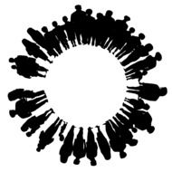 Silhouettes of people in a circle
