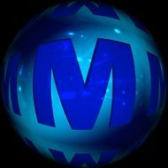 educational abc blue ball with the letter M